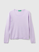 Basic Woman Round Neck Jumper - Lilac