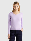 Basic Woman Round Neck Jumper - Lilac
