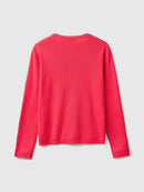 Basic Woman Round Neck Jumper - Raspberry