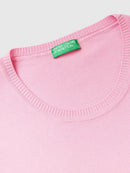Cotton Round Neck Jumper - Pink