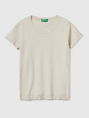 Cotton Round Neck Jumper - Beige