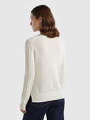 Ucb Cable Round Neck Jumper - Cream