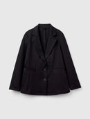 Basic Spring Jersey Blazer - Black