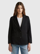 Basic Spring Jersey Blazer - Black