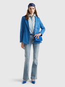 Basic Spring Jersey Blazer - Blue