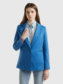 Basic Spring Jersey Blazer - Blue