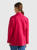Linen Blazer - Raspberry