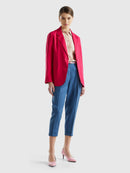 Linen Blazer - Raspberry