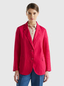 Linen Blazer - Raspberry