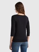 Basic Boat Neck T-Shirt - Black