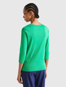Basic Boat Neck T-Shirt - Green