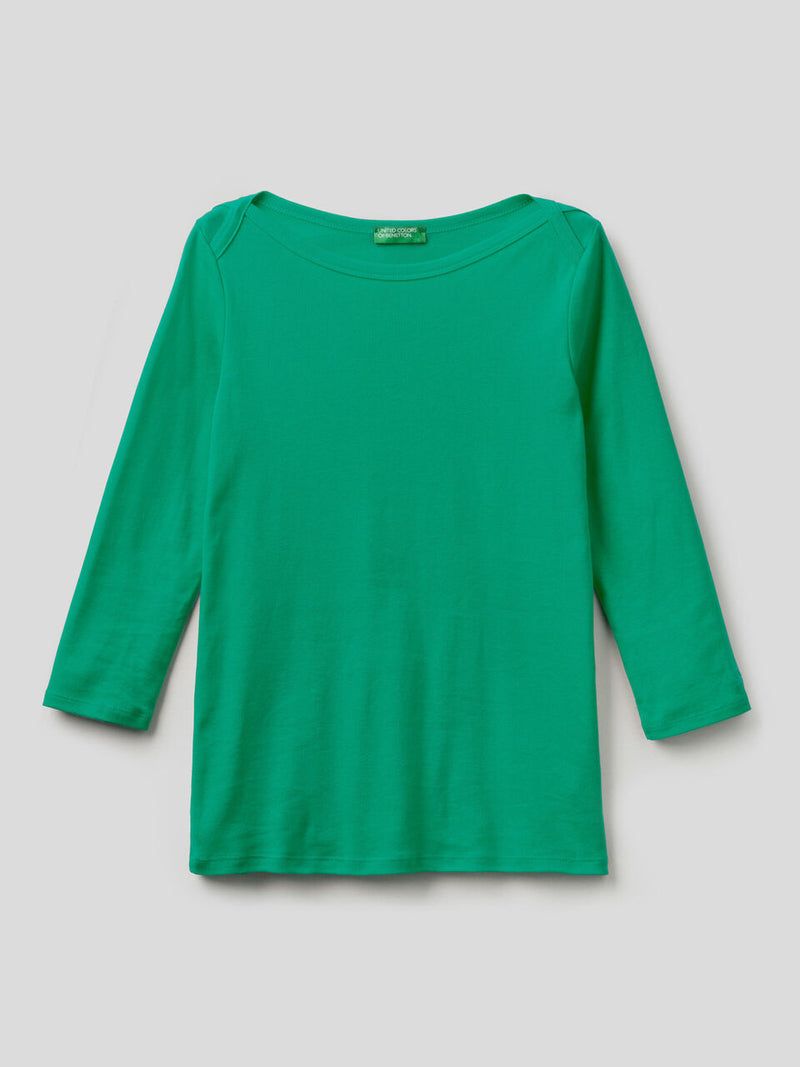 Basic Boat Neck T-Shirt - Green