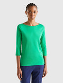 Basic Boat Neck T-Shirt - Green