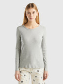 Plain Long Sleeve Tee - Grey
