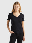 V Neck T-Shirt - Black