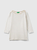 Boat Neck Stripe LS T-Shirt - Sand