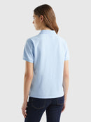 Organic Cotton Pique Polo Shirt - Sky