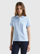 Organic Cotton Pique Polo Shirt - Sky