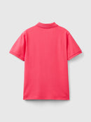 Organic Cotton Pique Polo Shirt - Cerise