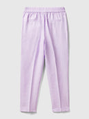 Funizone Linen Crop Trousers - Lilac