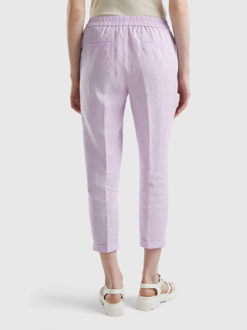 Funizone Linen Crop Trousers - Lilac