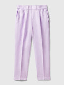 Funizone Linen Crop Trousers - Lilac