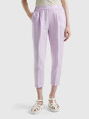 Funizone Linen Crop Trousers - Lilac