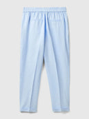Funizone Linen Crop Trousers - Sky