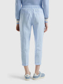 Funizone Linen Crop Trousers - Sky