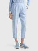 Funizone Linen Crop Trousers - Sky