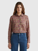 Long Sleeve Print Blouse - Pink