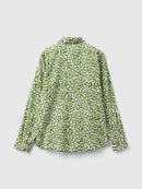 Long Sleeve Print Blouse - Green