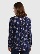 All Over Print Shirt - Navy/lilac