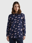 All Over Print Shirt - Navy/lilac