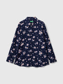 All Over Print Shirt - Navy/lilac