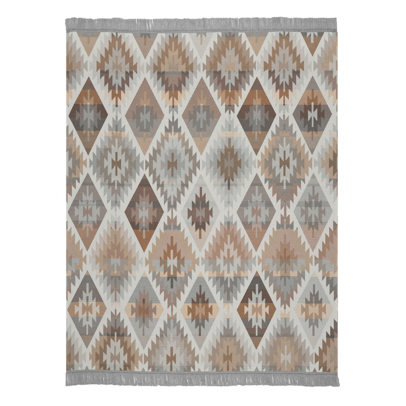 Cotton Rich Ikat Diamond Throw 140 X 180CM - Natural