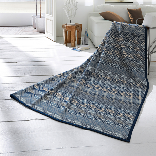 Cotton Rich Throw 140 x 180cm - Parquet Blue