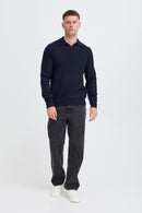 Branko Splint Long Sleeve Polo Pullover - Salute Melange
