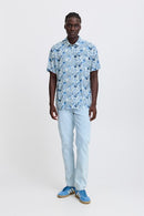 Adim Print Short Sleeve Shirt - Dress Blues