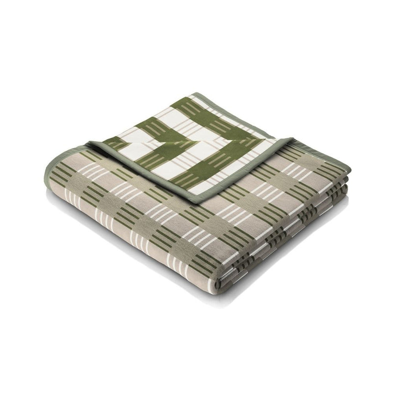 Cotton Rich Throw 140 x 180 - Block Check Green