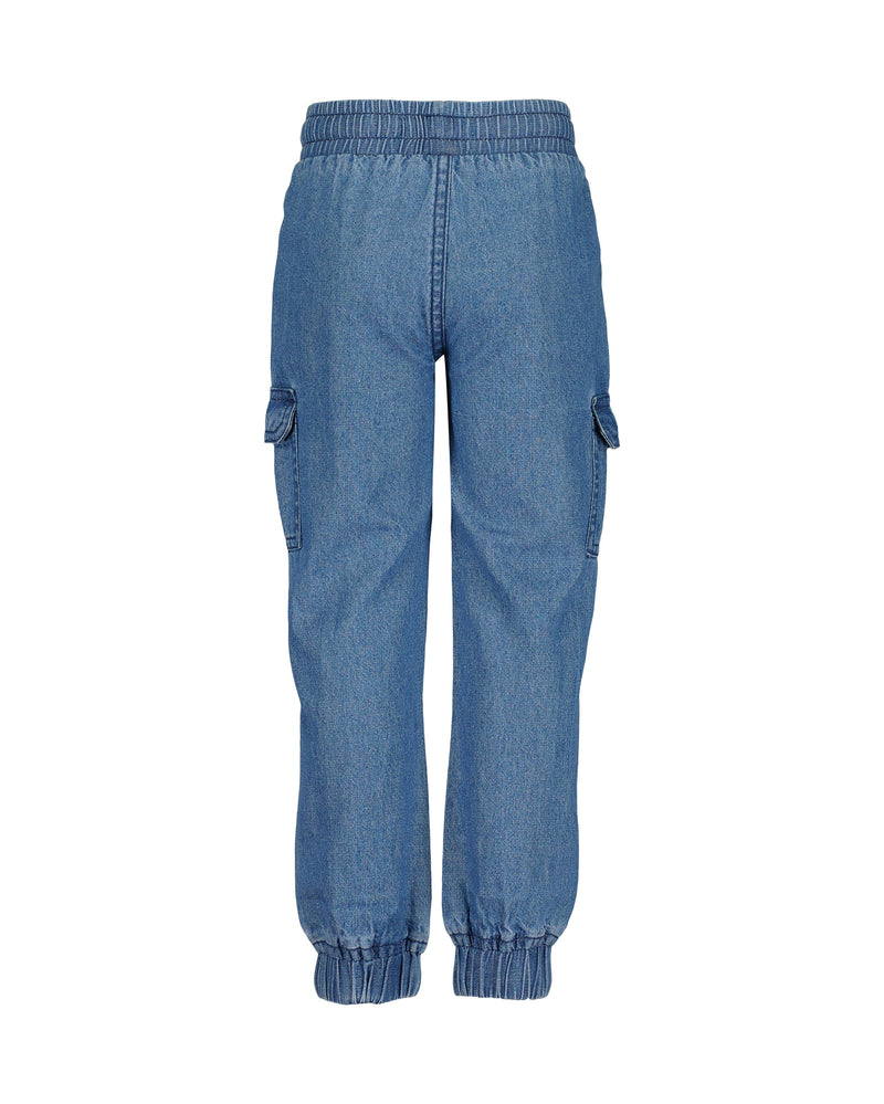 Side Pockets Cuff Denims - Blue
