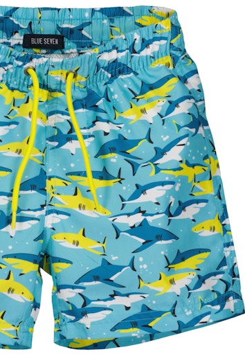 Shark Print Shorts - Cyan