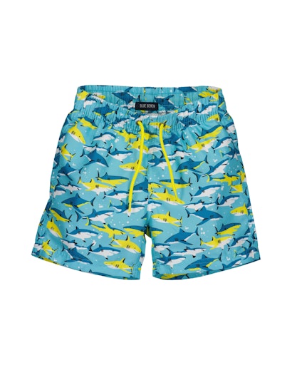 Shark Print Shorts - Cyan