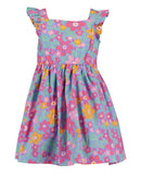 Square Neck Print Dress - Pink