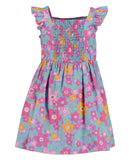 Square Neck Print Dress - Pink