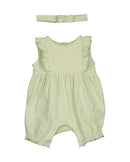 Girls Romper & Headband - Light Green