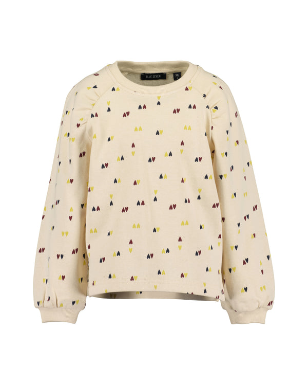 Heart Print Sweatshirt - Pebble