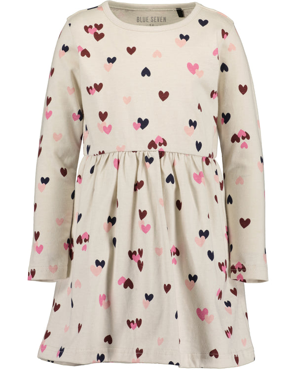Heart Print Dress - Light Grey