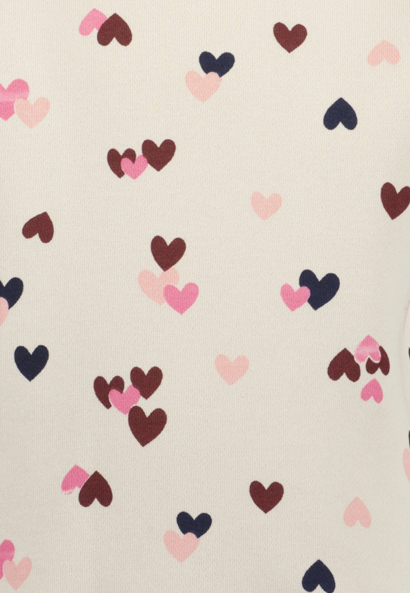Heart Print Sweatshirt - Light Grey