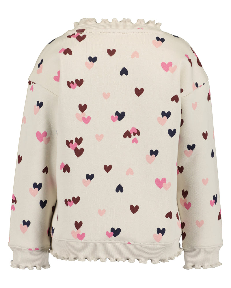Heart Print Sweatshirt - Light Grey